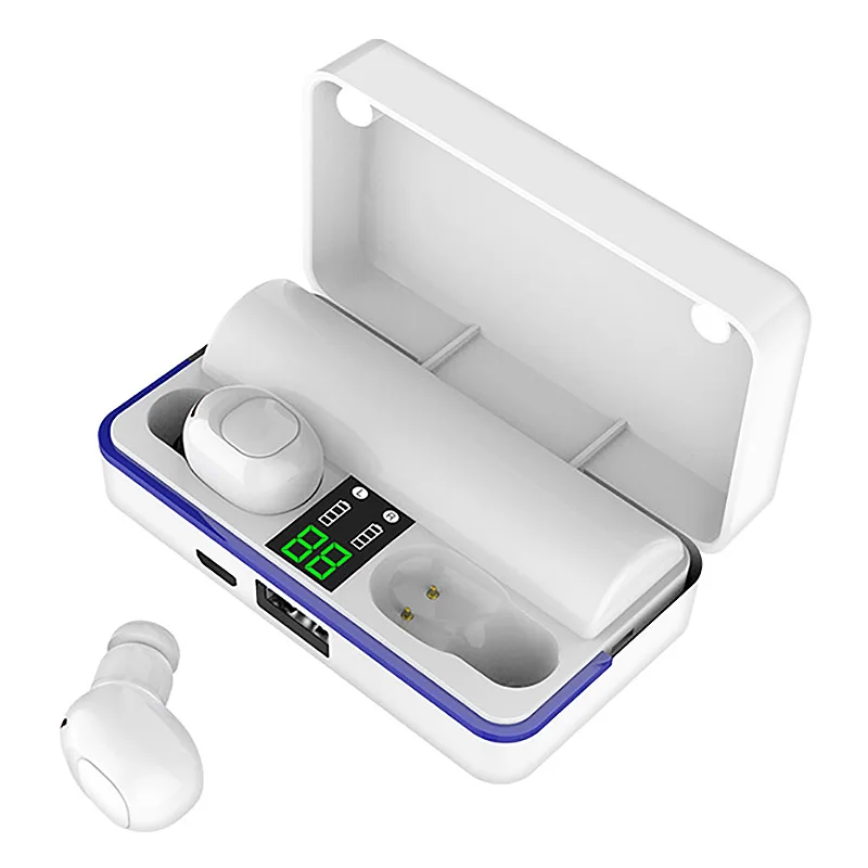 Беспроводная bluetooth гарнитура W12 бинауральная в ушах с цифровым дисплеем зарядным