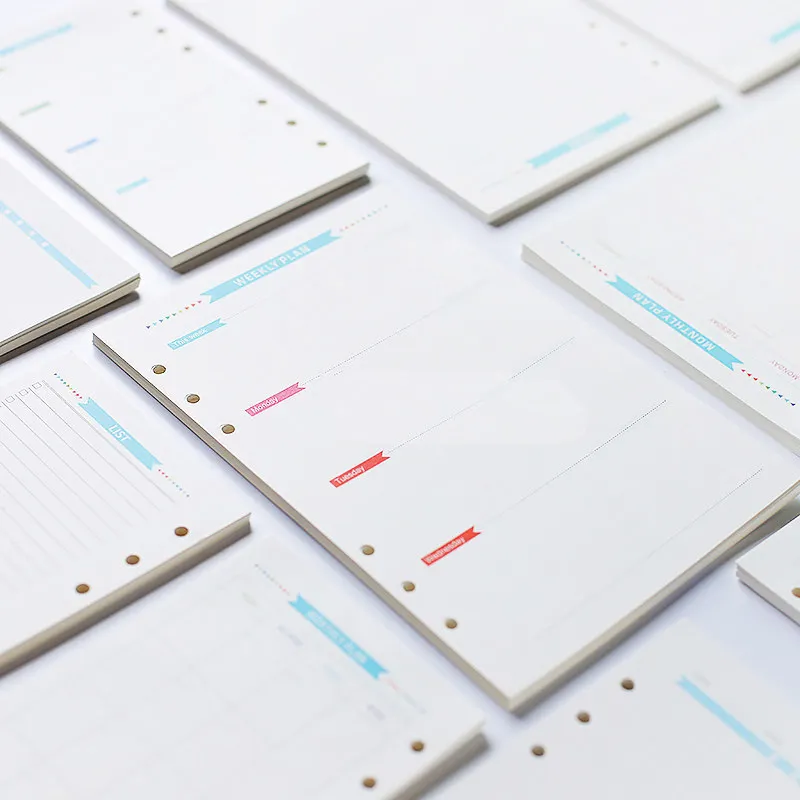 A5 A6 бумага 160 листов в комплекте 6 отверстий ежедневный еженедельный ежемесячный