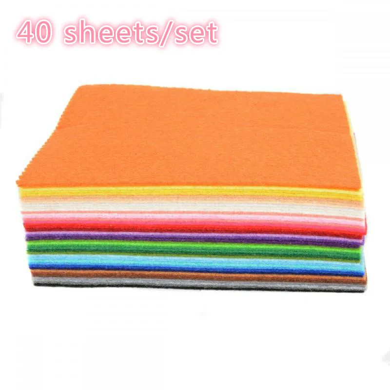 

40pcs 10*15cm Nonwoven Felt Fabric Thickness Polyester Cloth of Home Decoration Bundle for Sewing Dolls Crafts
