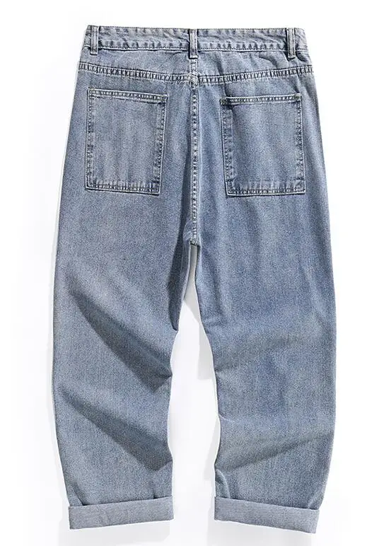 Male Denim Pants  Jeans Men Hole Jeans Loose Wide legs Ankle-Length Pants Men Feet Jeans Hip Hop Jeans