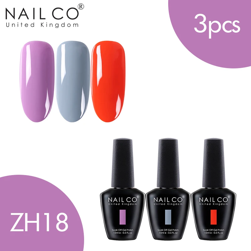 ZH18 NAILCO 3 шт. набор гель-лака UV Vernis Полупостоянный Праймер УФ-гель для ногтей Краска Декоративный Лак для ногтей Гибридный отмачиваемый Гель-лак - Цвет: ZH18
