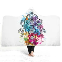 3d pink dream catcher hoodie blanket fashion coral fleece hooded blanket home sofa travel office throw blankets for adults