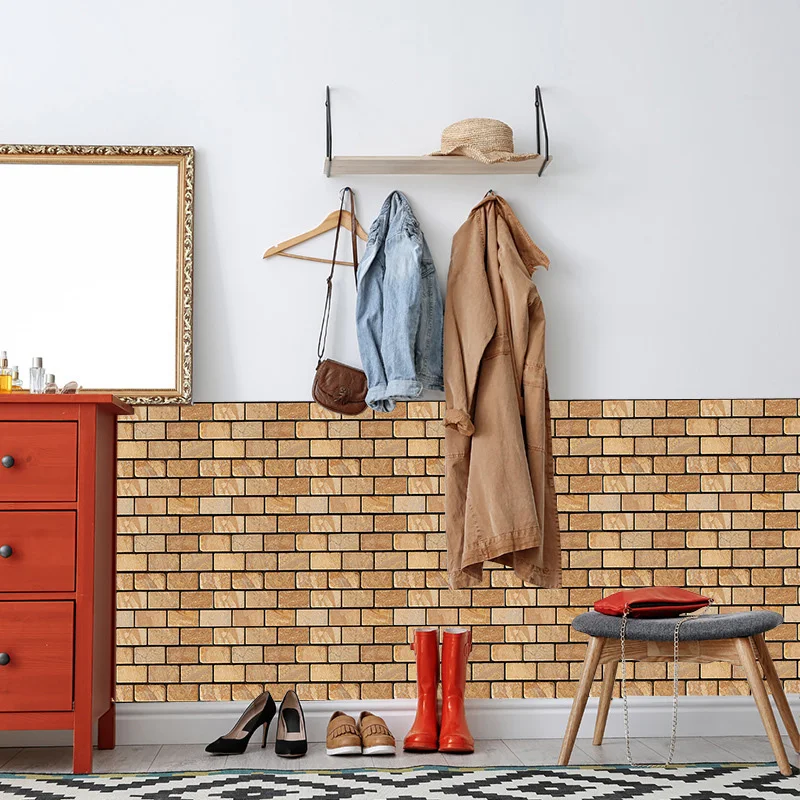 3D текстурированные кирпичные настенные Стикеры стерео пенопластовые обои