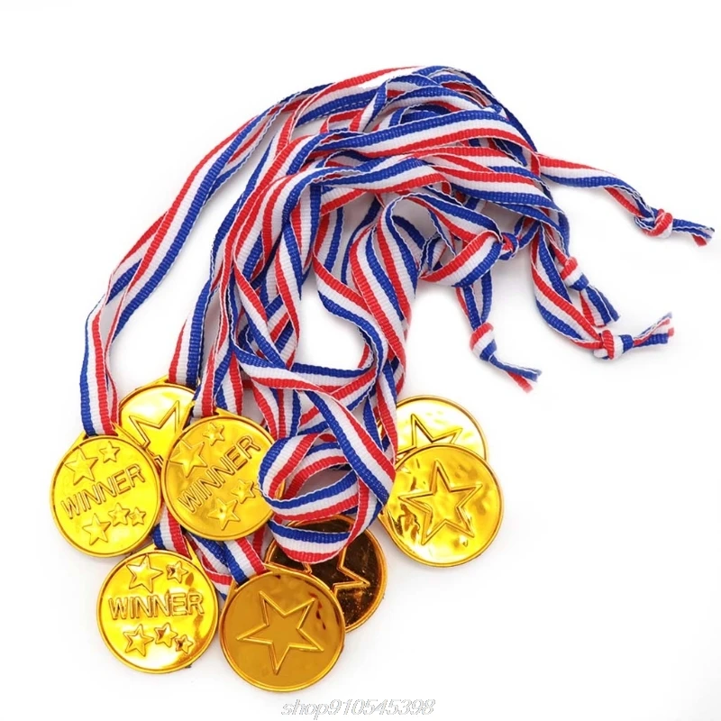 

12pcs/set Children's Plastic Gold Winners Medal Silver/Bronze Award Medal Sports Day Games Party Awards Kids Toy M23 21 Dropship