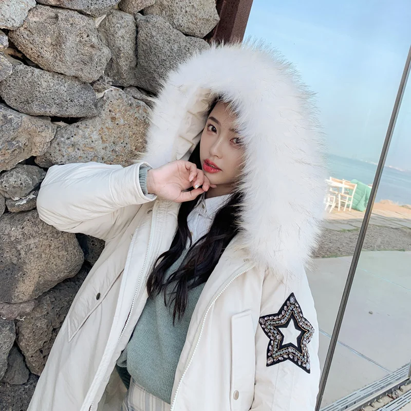2019 меховая парка с капюшоном женская зимняя куртка пальто размера плюс Женская