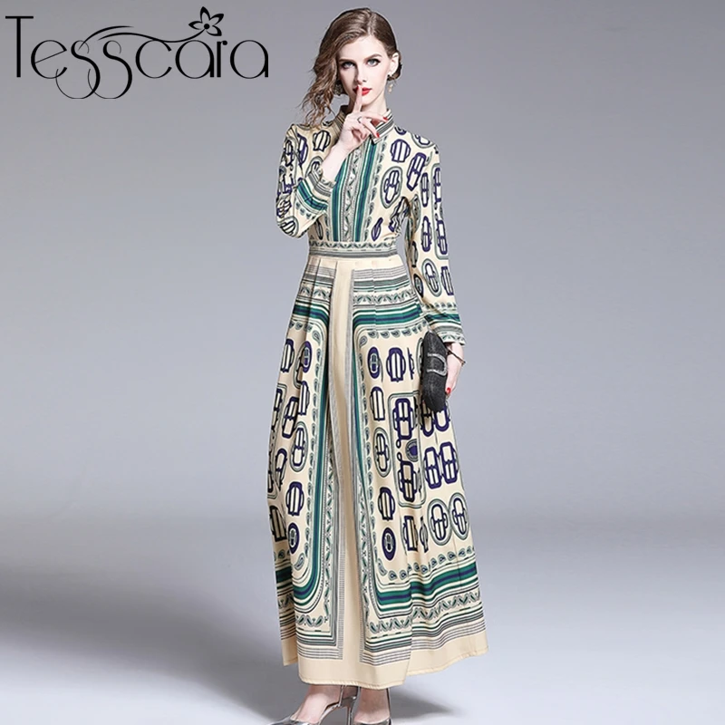 Женская Осенняя элегантная рубашка TESSCARA длинное вечерние нее платье макси с