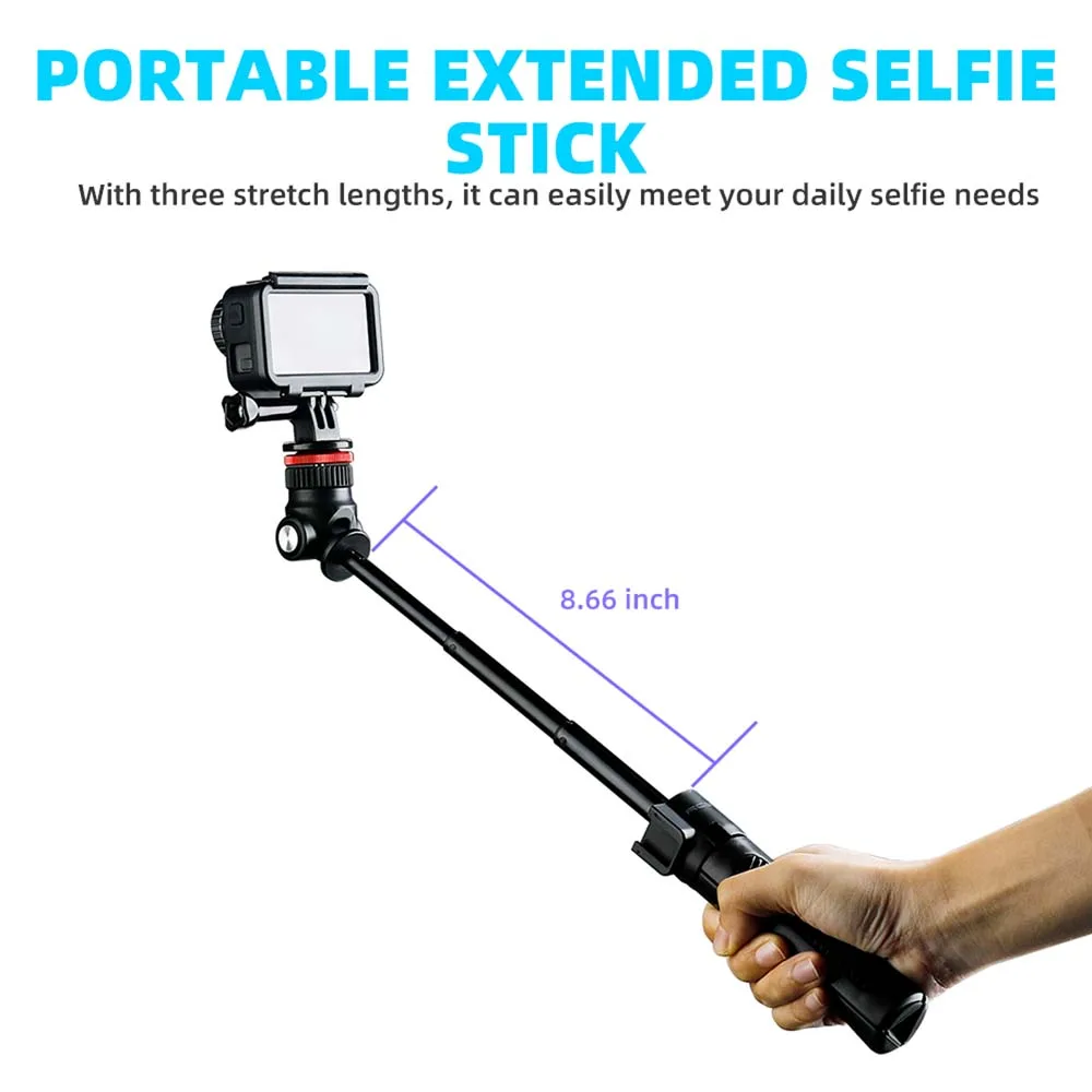 2 in 1 multi function selfie stick for dji action 2 tripod stand phone mount accesories for gopro 10 tripod for camera free global shipping