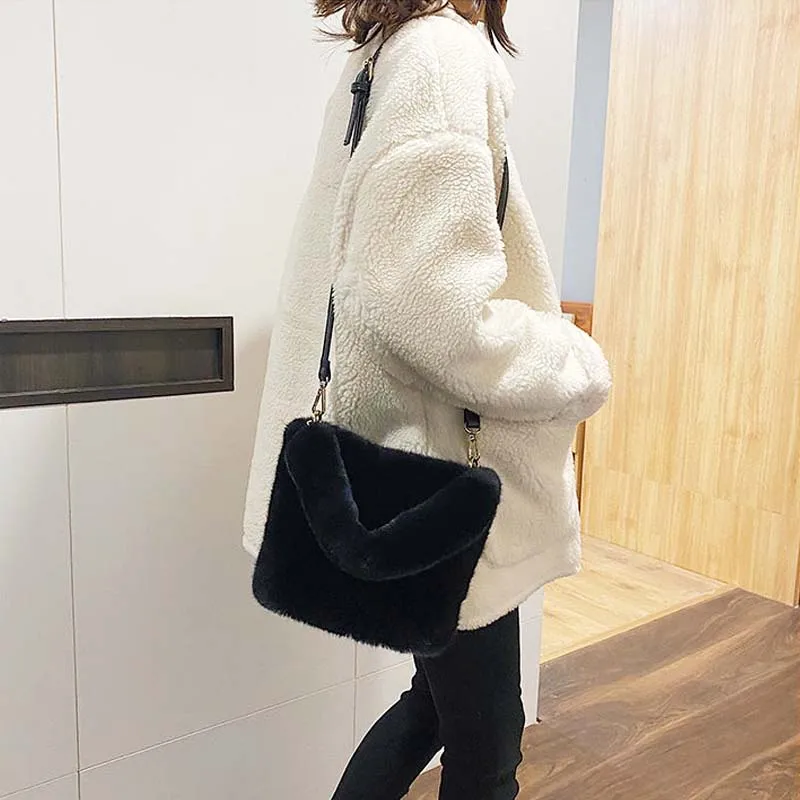 Плюшевые сумки для женщин 2020 зимняя сумка через плечо из искусственного меха