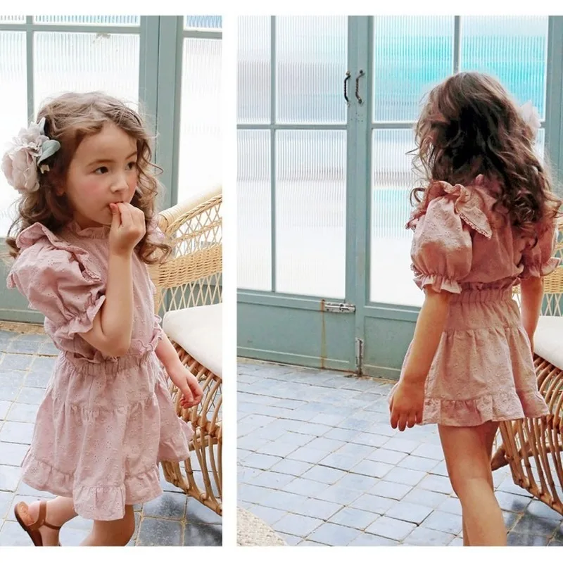 

New Baby T Shirts 100% Cotton Kids Girls Tops Short Sleeve T-Shirt Summer Tee 2-12Y Hollow Out Girl Lace Shirts Girls Top CL4