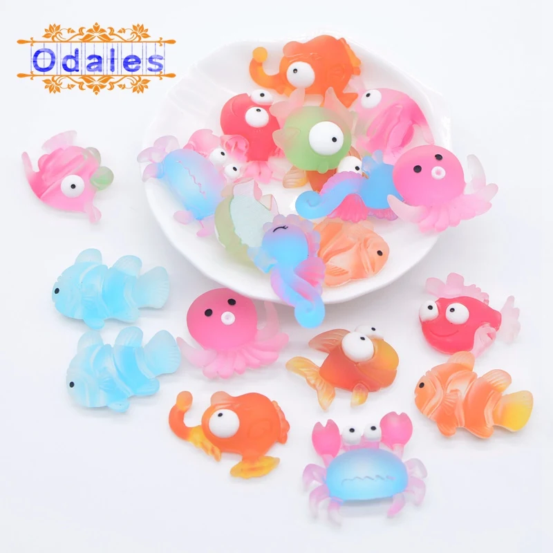 20 шт./лот переливающийся 3D кабошон океанское животное рыба Краб морская лошадь