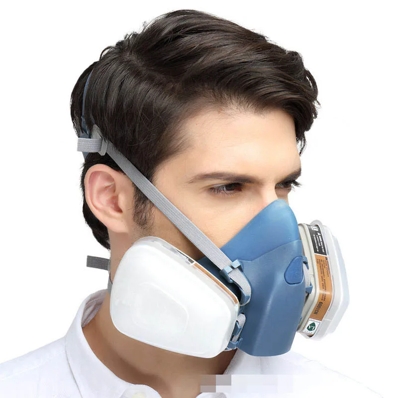 Двойной фильтр бокс на голову противогаз силиконовый материал распылительная