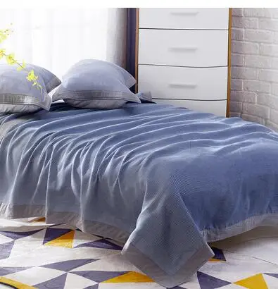 light blue style A Хлопок простой чистый цвет плед кондиционер полотенце одеяло один двойной человек офис Nap покрывало s покрывало постельные принадлежности - Цвет: light blue style A