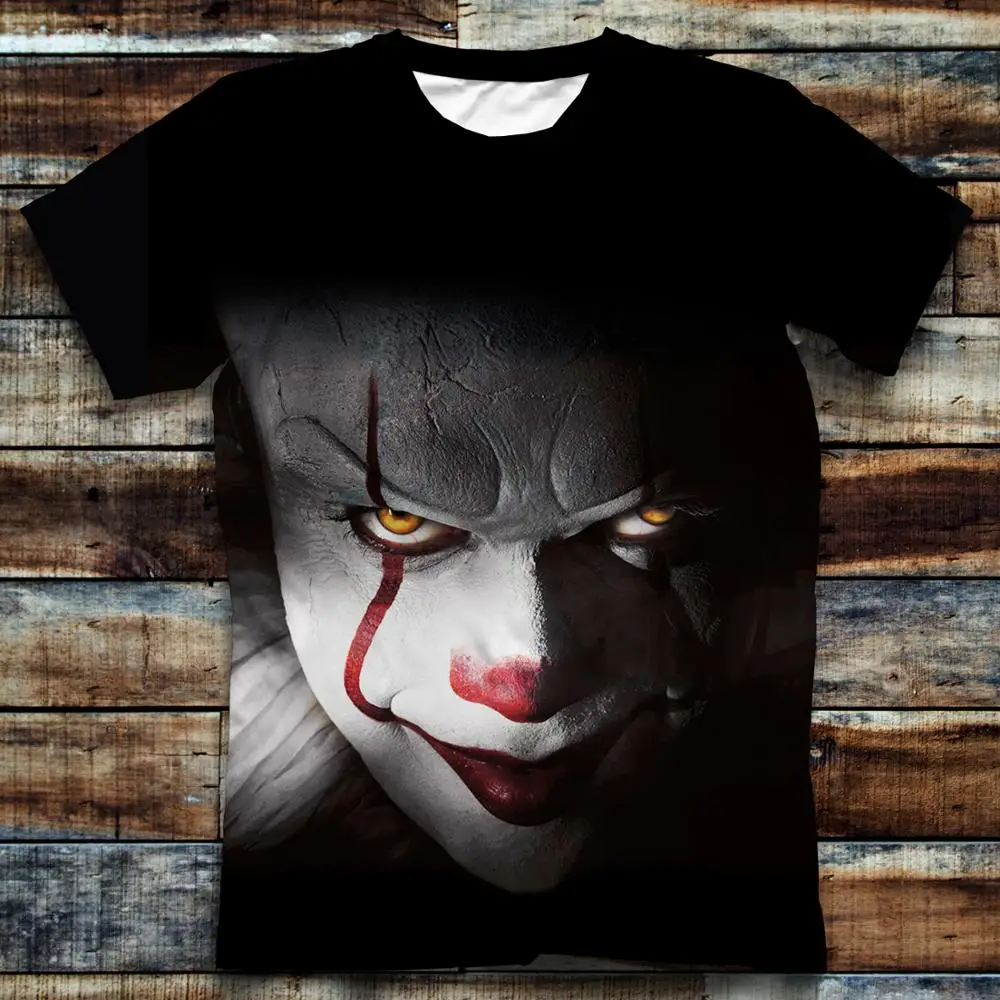 

2021 horror movie SAW T-shirt puzzle clown 3D printing streetwear men's and women's fashion oversized T-shirt Harajuku clown T-s