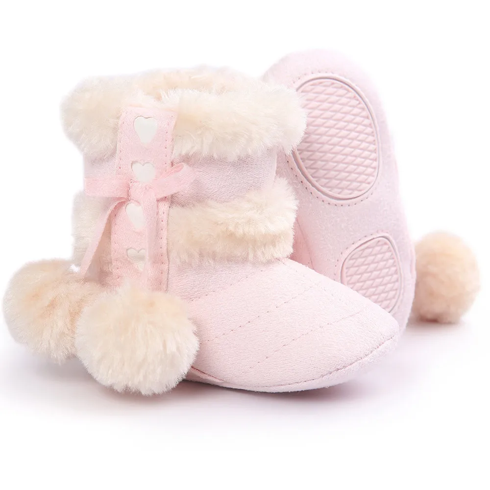 Милый зимний сезон Зимние сапоги принцессы для новорожденных девочек Обувь