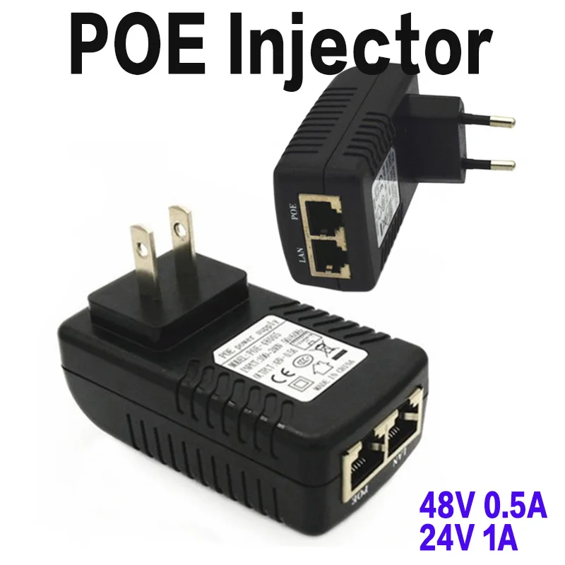 

48V 24W POE Injector For IP Camera CCTV Security Surveillance PoE Power Supply Ethernet Adapter Phone US EU Plug