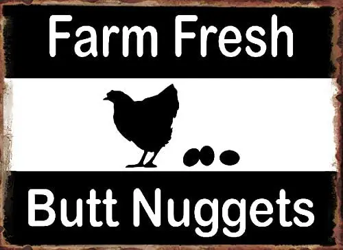 

Chicken House Farm Entrance Decorative Metal Tin Logo Farm Fresh Butt Nuggets Vintage Chicken Farm Decorative Board 8x12 Inches