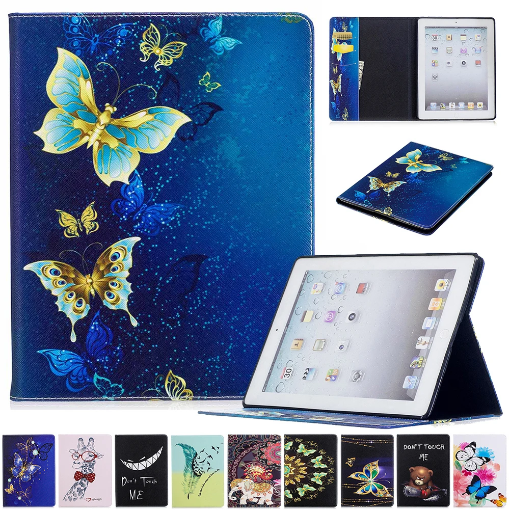 

For iPad 9.7 2017/2018 Tablet Auto-Wake up/Sleep With Card Slot Case Shockproof Protective Shell Stand Leather Print Case Cover
