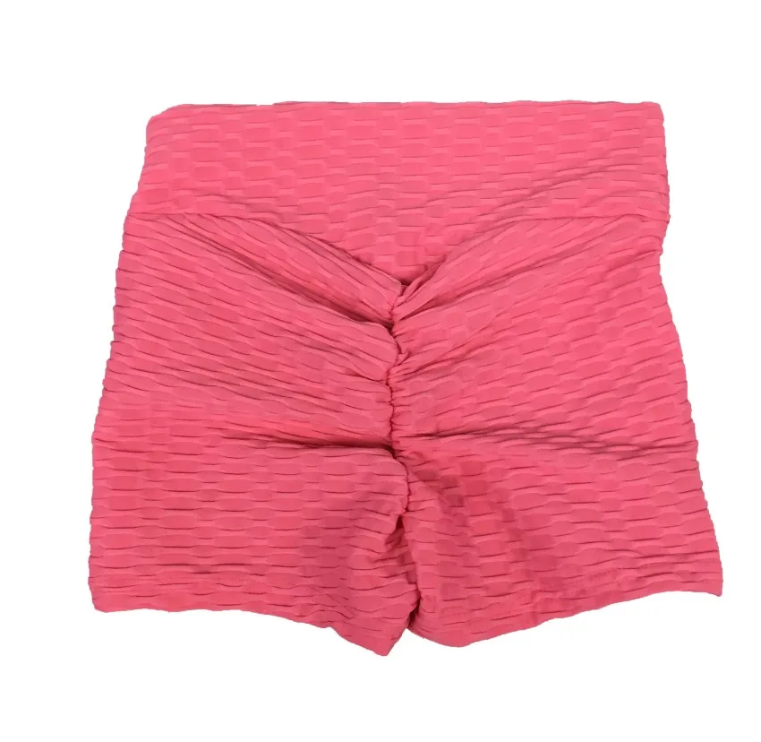 rose red Женские шорты с карманами для тренировок, с принтом, розовые, с высокой талией, пуш-ап, модные женские шорты для фитнеса, с цветочным принтом размера плюс - Цвет: rose red