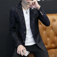 mens suit 2021 new spring korean version of the slim handsome windbreaker mens fashion mid length trend coat mens