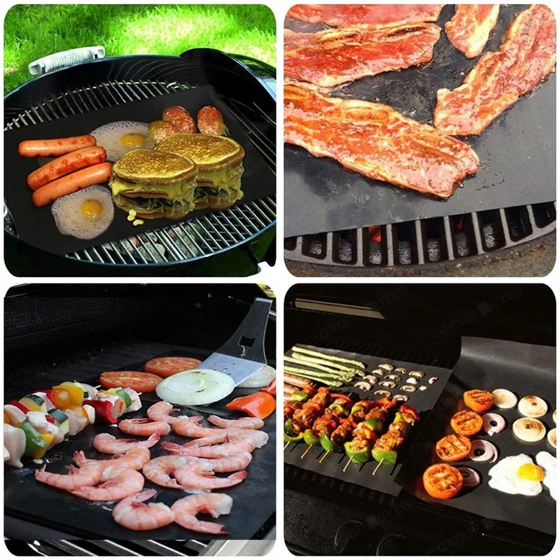 

3pcs Reusable BBQ Grill Mat Portable Outdoor Picnic Cooking Non Stick Grill Mat Barbecue Oven Tool Pad Baking Sheet Hot selling