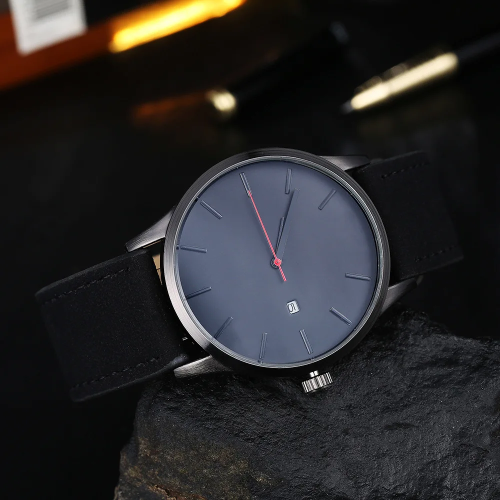 Reloj Мода Большой циферблат военные кварцевые мужские кожаные спортивные часы