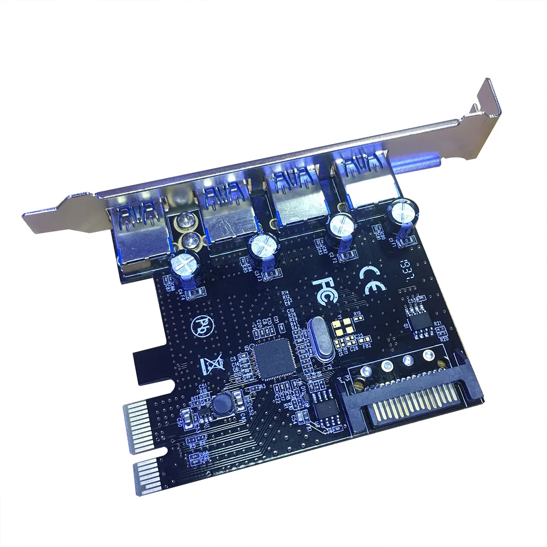 XT-XINTE карта расширения PCIe 4 порта USB 3 0 для PCI-E Express Card Adapter 15Pin SATA Riser USB3.0 контроллер 1x