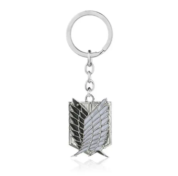 1pc New Anime Attack on Titan Silver Color Drip Keychains Giant Legion Flag Cosplay Key Ring Car Holder Figure Toys Gift | Игрушки и