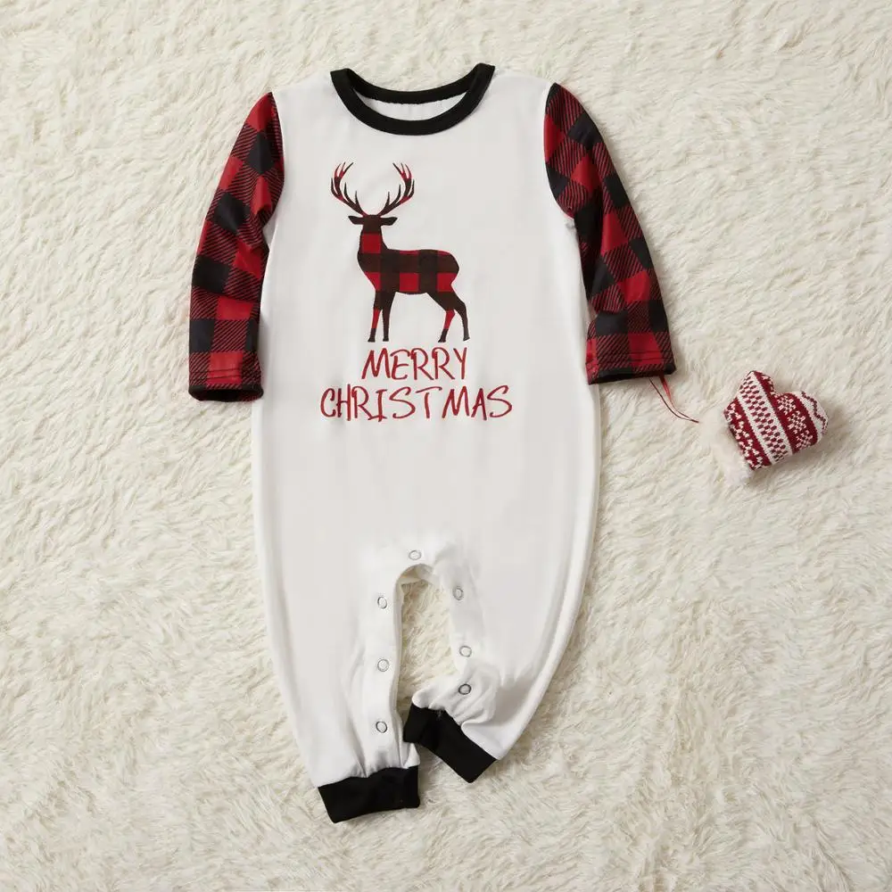 

2020 Christmas Family Matching Pajamas Set Deer Adult Kid Family Matching Clothes Top+Pants Xmas Sleepwear Pj's Set Baby Romper