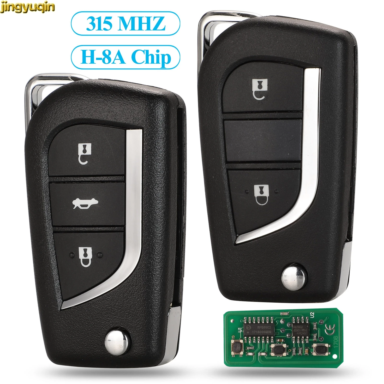 

Jingyuqin Remote Flip Folding Car Key Control 315MHZ 8A For TOYOTA Corolla RAV4 Levin Camry Reiz Highlander 2/3 Button