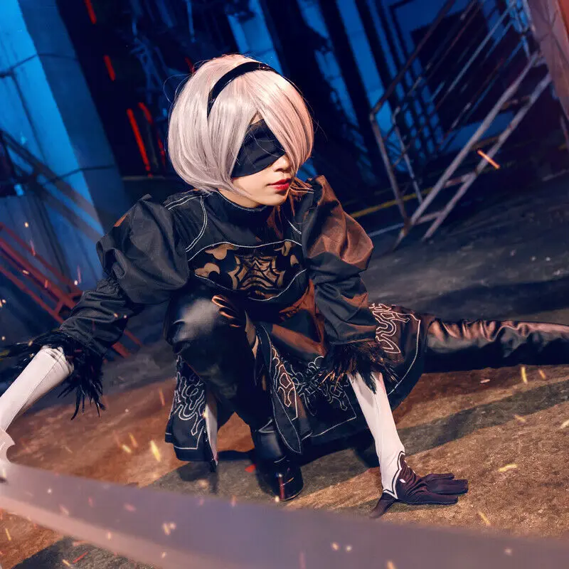 Для НИР автоматов 2B YoRHa № 2 Тип B Косплэй костюм из телепередачи мастера меча онлайн; обувь; ботинки повязки Обувь на высоком каблуке черного цвета выше колена; Соблазнительные кожаные ботинки
