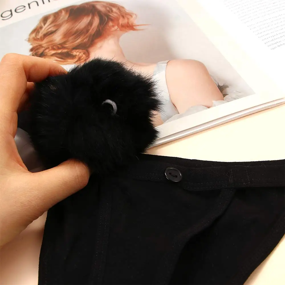 

Women Sexy Pompom Panties Rabbit Hair Ball Briefs G String Cute Ladies Girl's Cotton Thong T-back Underwear
