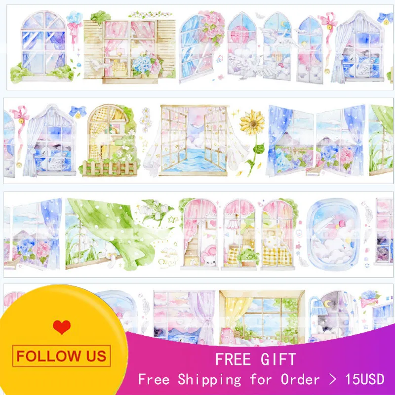 

1 Loop 6cmx100cm Windows Decorative Journal Washi Tape SampleRelease Paper