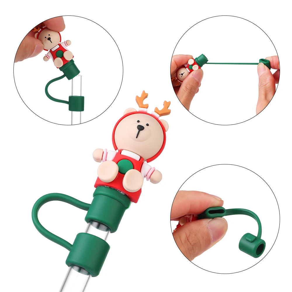

Drinkware Reusable Dust-proof Splash Proof Cup Accessories Straw Tips Cover Drinking Dust Cap Silicone Straw Plug