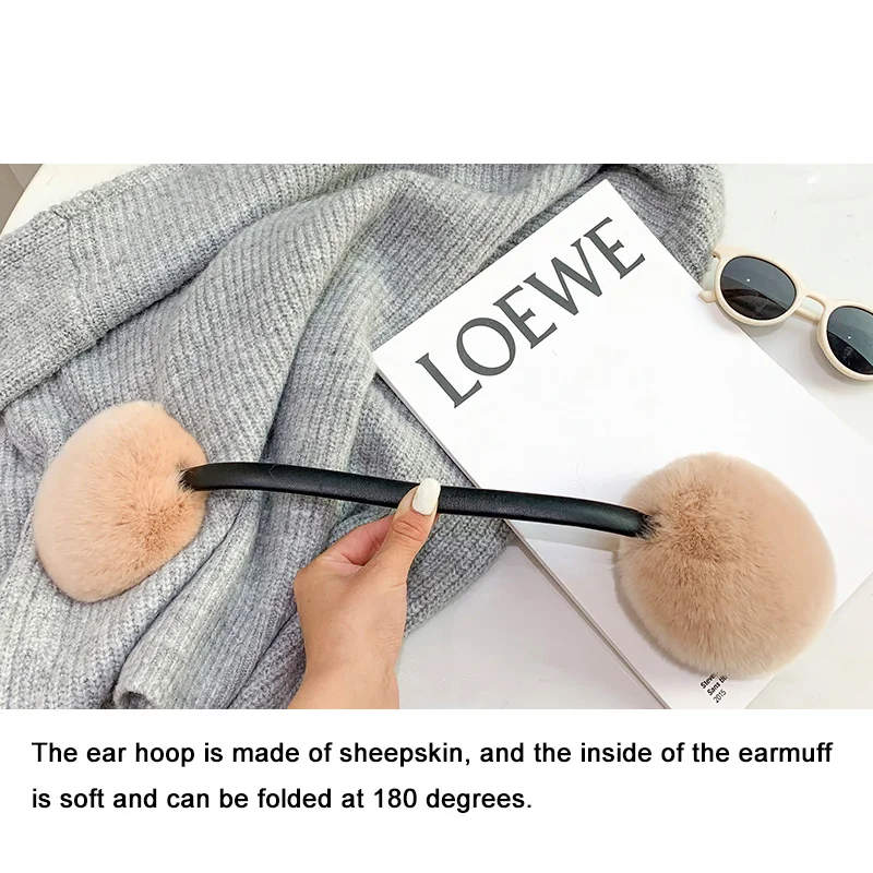 Женские и мужские теплые меховые наушники из 100% натурального меха кролика рекс |