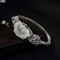 100 real 925 silver leaf jewelry sets for women thai silver bangles jade butterfly pendants brooch ethnic rings bijoux