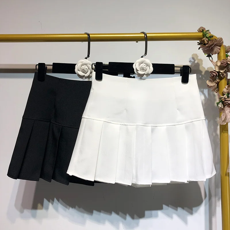 

White Micro Skirt Ladies Korean Style Summer Miniskirt Y2k Egirl Hot Skirt accessory Pleated High Waist Mini Skirt Women Sexy