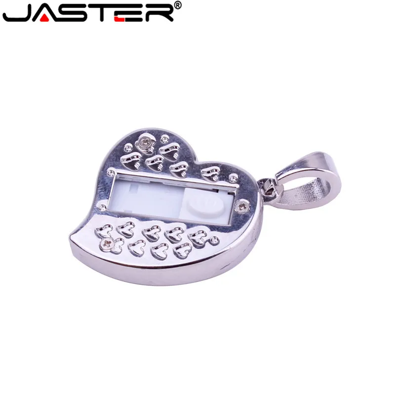 Металлический USB флеш-накопитель JASTER с милым сердцем и цепочкой, 4 ГБ, 8 ГБ, 16 ГБ, 32 ГБ, 64 ГБ, ожерелье, карта памяти в форме сердца, подарок