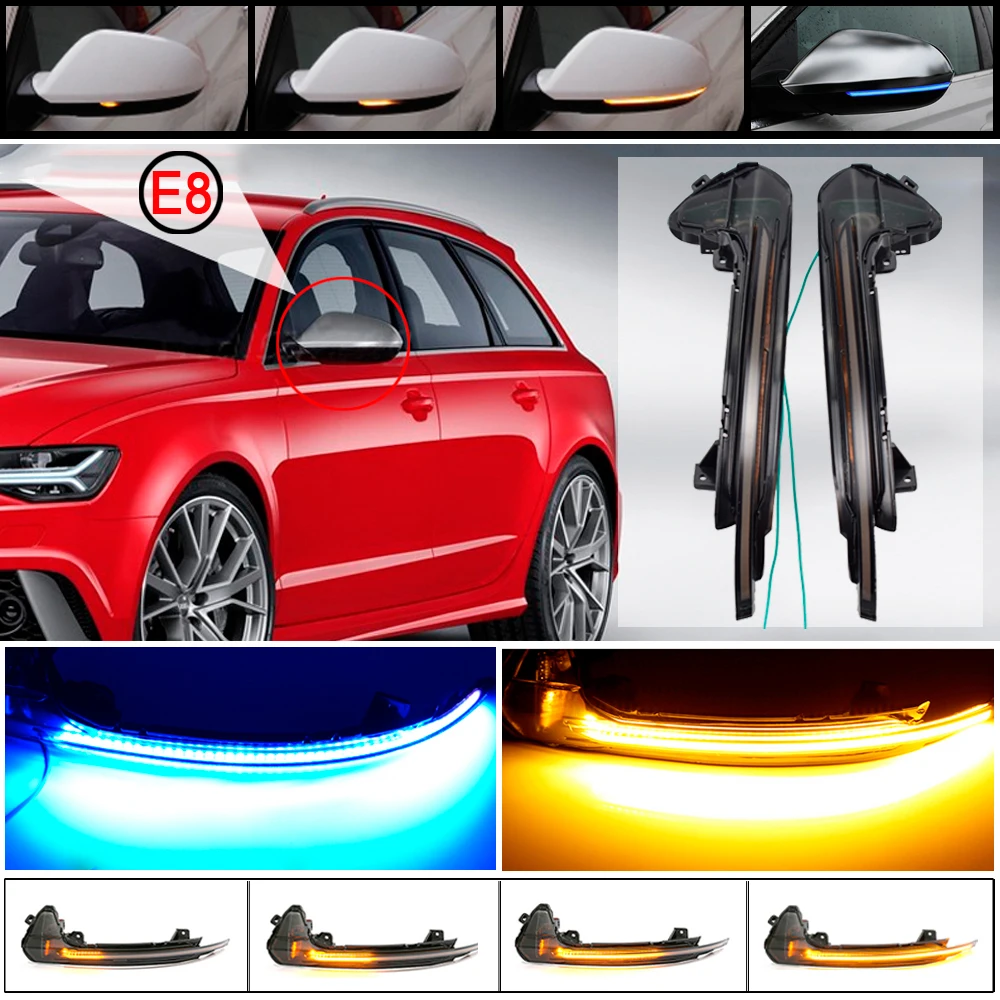 

2pcs Dynamic Turn Signal LED Side Rearview Mirror Indicator Blinker Repeater Light For Audi A6 RS6 4G C7 7.5 2012-2018