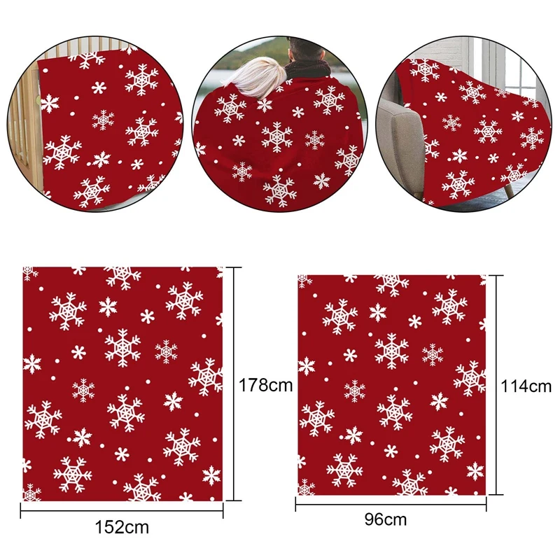 

Soft Christmas Red Snowflake Graphic Quilt Blanket Office Air Conditioning Blanket Sofa Nap Blanket