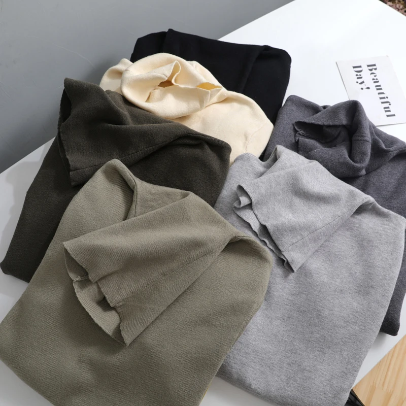 2019 casual spring autumn Pile collar weater pullovers Women basic loose patchwork sweater female turtleneck knit jumper | Женская