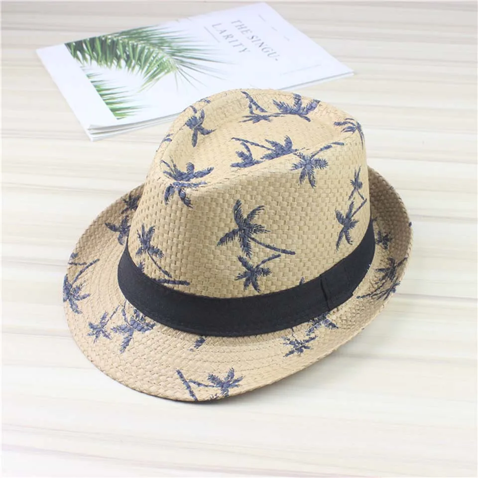 Соломенная Детские шляпы от солнца шляпа для пляжа 4 цвета мальчиков и девочек |