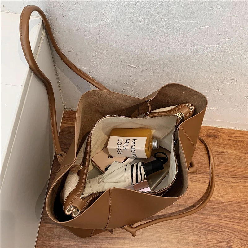 

Vintage Trapeze Design Big Tote Bags For Women Large Capacity Office Ladies A4 Document Shoulder Bag High Quality Work Bags 2021