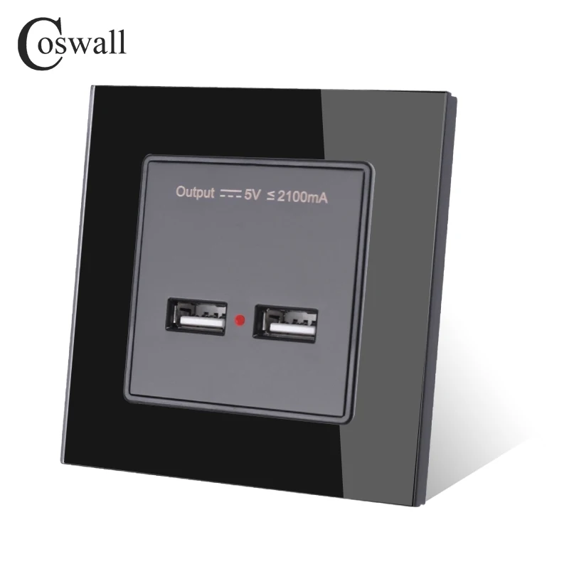 Настенная розетка COSWALL с двумя USB портами умный индукционный зарядный порт для