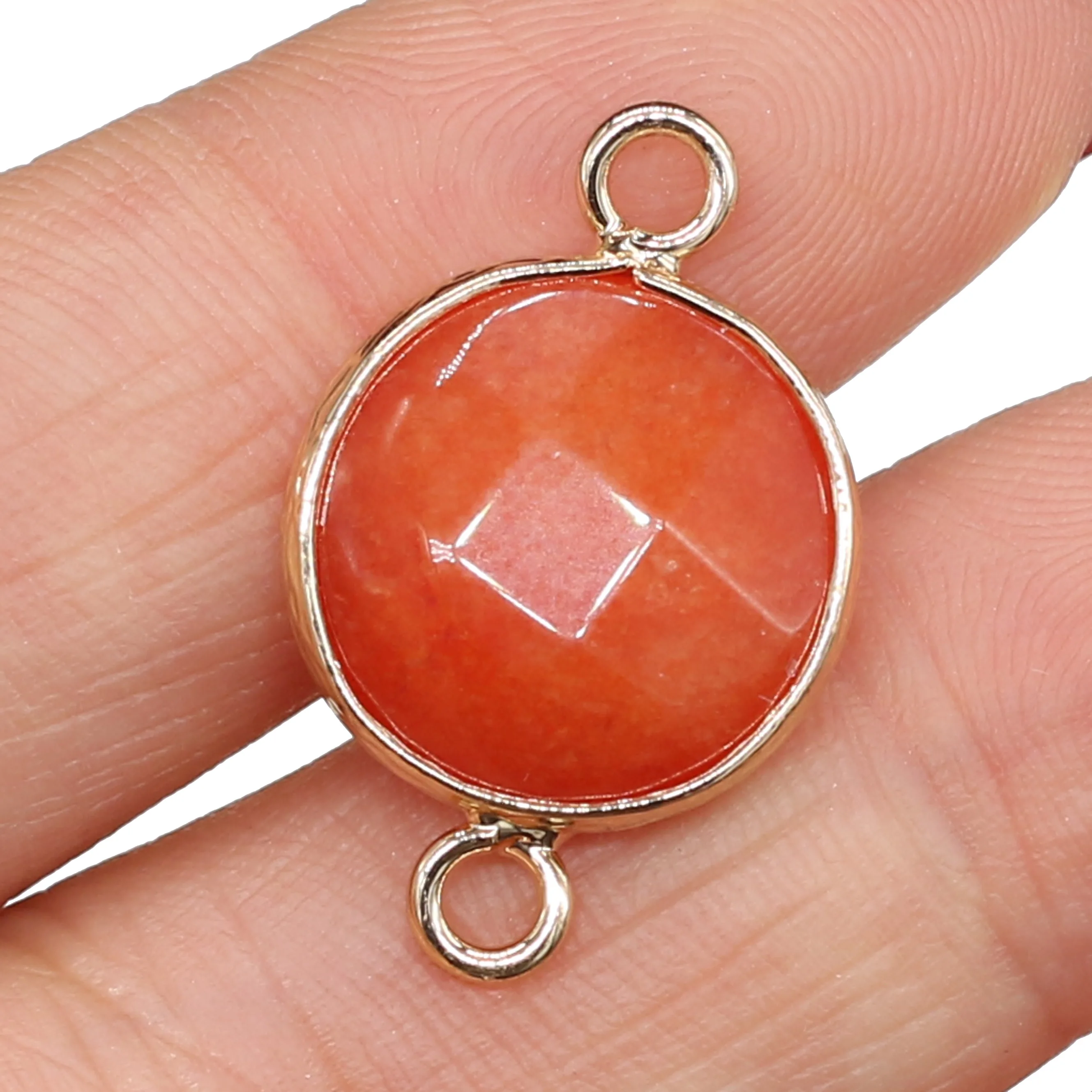 

10Pcs Natural Stone Connector Shiraishi Plus Color Red Round Shape Necklace Pendant For Jewelry Making Accessories Gift15x24mm