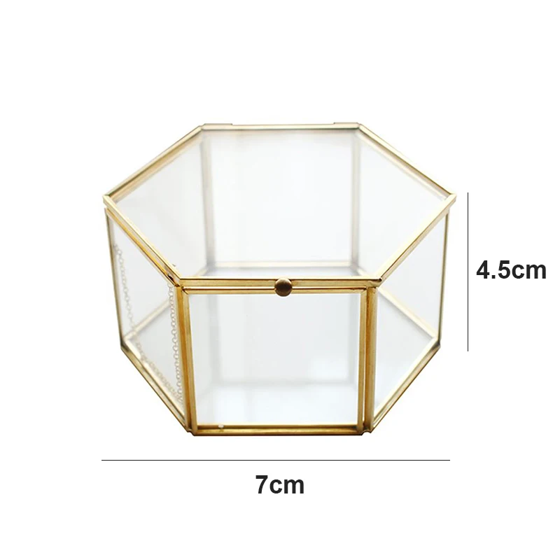 Винтажная прозрачная Свадебная коробка для колец с шестигранной металлической