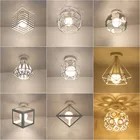 Геометрический потолочный светильник в стиле модерн, Скандинавская железная люстра в стиле ретро, декоративные лампы для гостиной, бара, лофта, E27, домашнее освещение