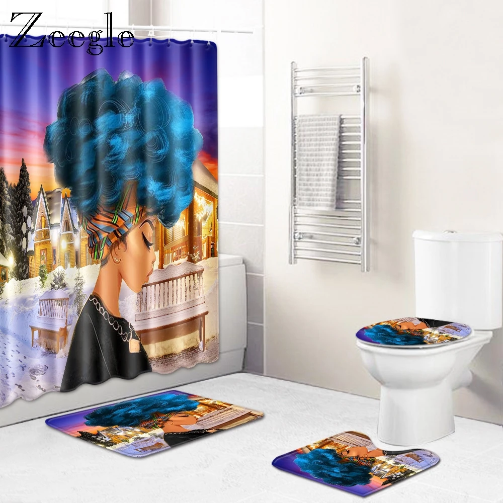 Занавеска для ванной комнаты 4 шт. Набор ковриков Противоскользящий коврик душа