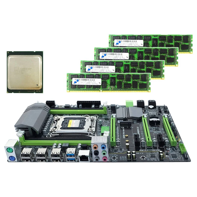 X79 материнская плата LGA2011 Combo с процессором E5 2650 4 канальный 16 Гб (4X4 Гб) DDR3 ram 1333 МГц