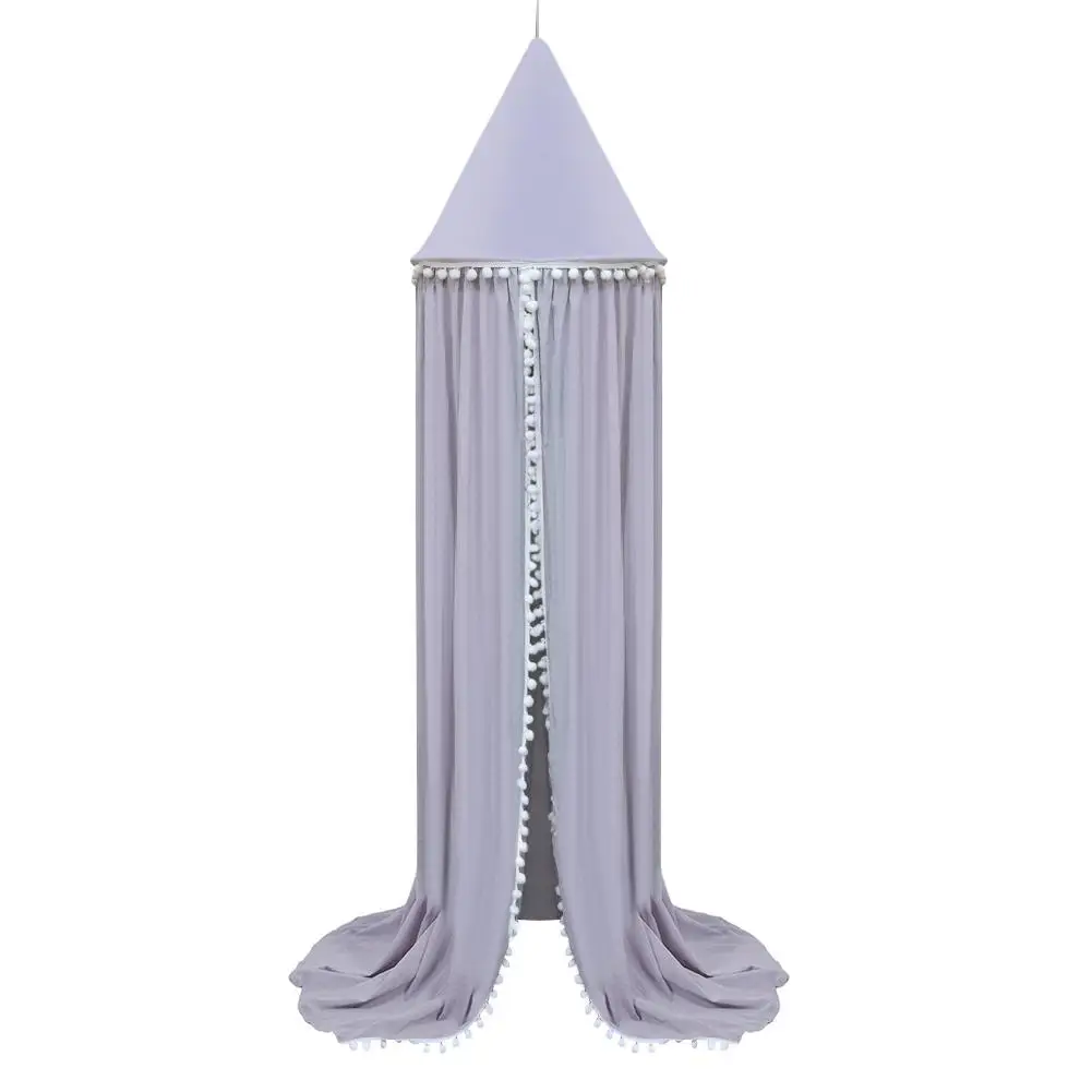 

Fuzzy Ball Cotton Canvas Dome Bed Kids Play Tent Children Room Decoration Mosquito Net For Baby Kids