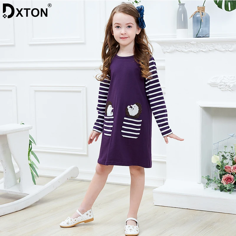 Платье для девочек Dxton 2018 платья принцесс с длинным рукавом одежда малышей в